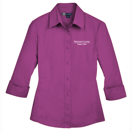 Blue Generation Ladies 3/4 Sleeve Stretch Poplin Shirt - Surgery Center