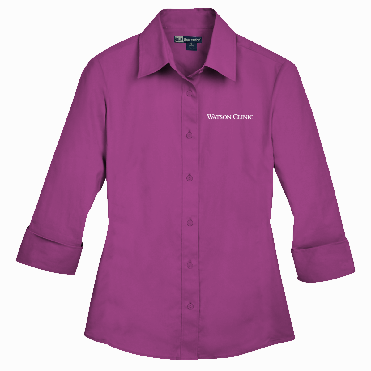 Blue Generation Ladies 3/4 Sleeve Stretch Poplin Shirt