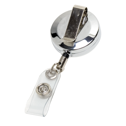 "Dublin Chrome" 30" Cord Chrome Solid Metal Retractable Badge Reel